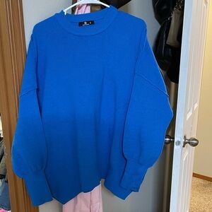 Cozy Oversized Blue Crewneck Sweater